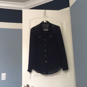 Navy blue see-through blouse